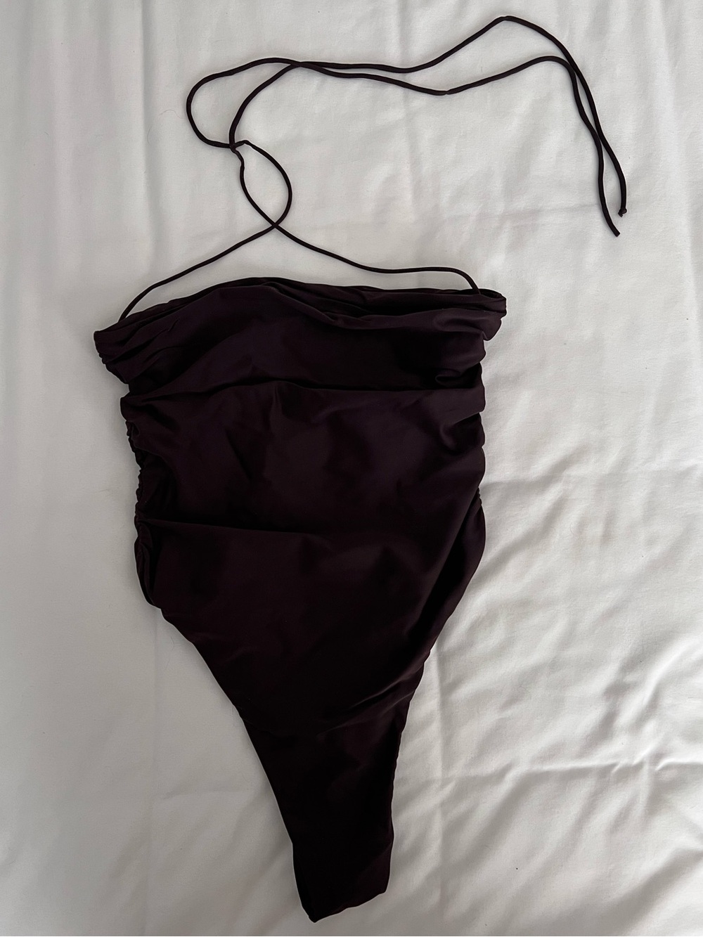 Sleek Brown One-Piece Swimsuit